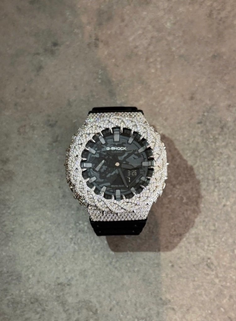G-Shock GA-2100 Moissanite Iced Out Camo, Sieraden, Tassen en Uiterlijk, Ophalen of Verzenden, Nieuw, Overige materialen, Casio