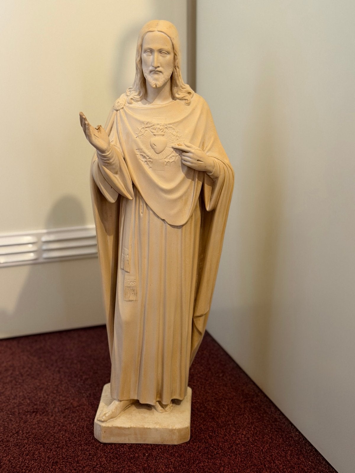 Heilig Hart Jezus Beeld - Religieuze Sculptuur, Ophalen, Gips, 50 - 100 cm, Handgemaakt