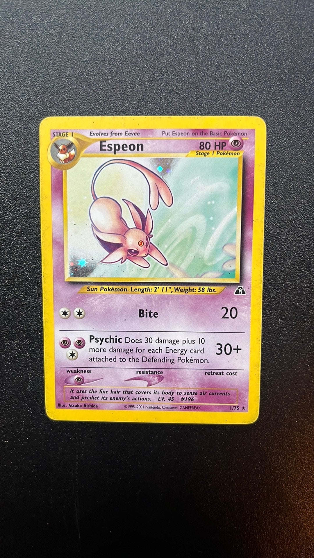 Espeon Holo Neo, Ophalen of Verzenden, Zo goed als nieuw