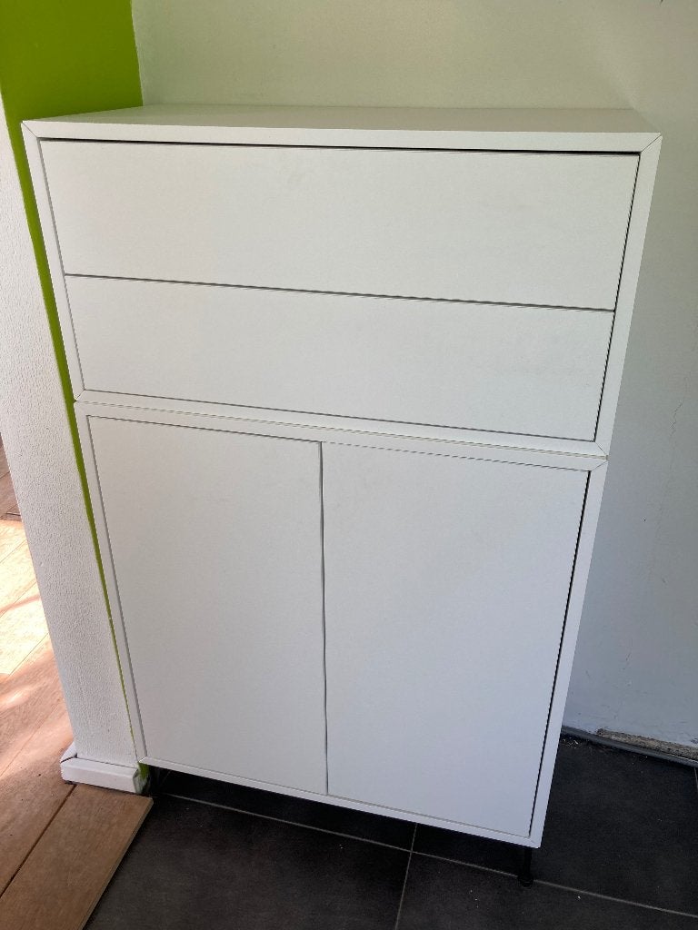 Eket kast met deuren en ladekast, Ophalen, 1 of 2 laden, 100 tot 150 cm, 50 tot 100 cm
