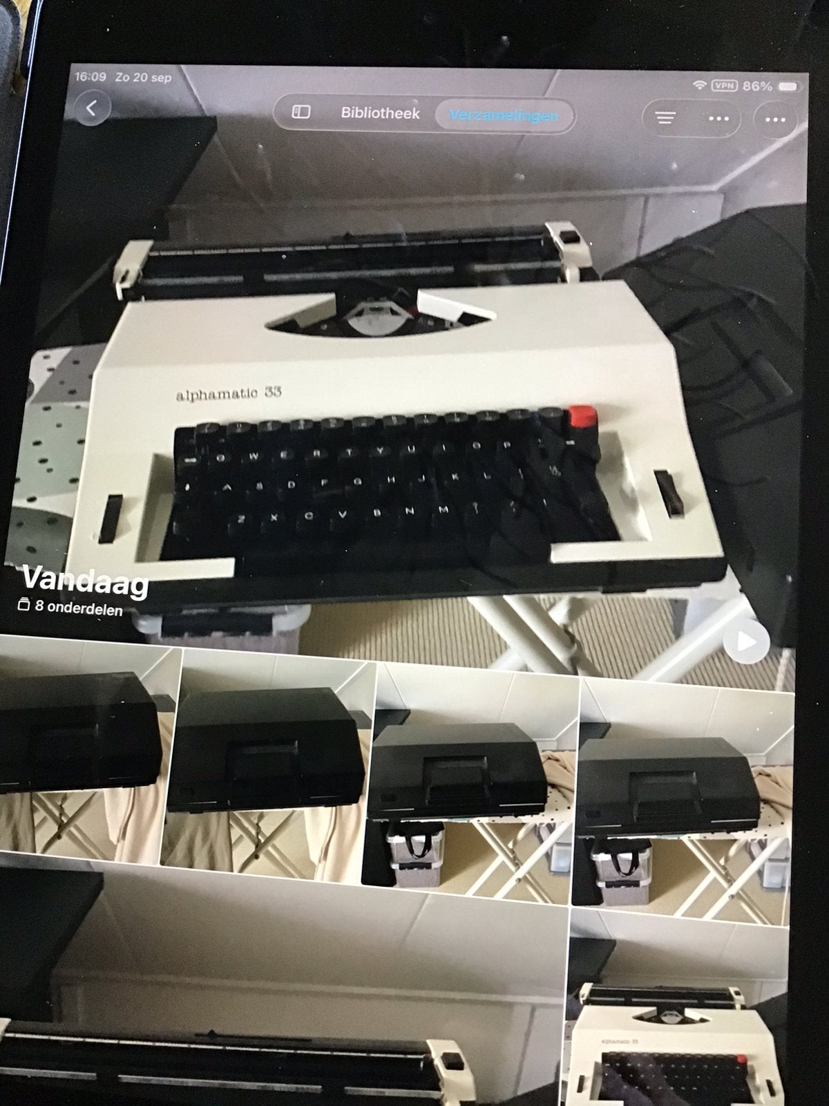oud typmachine, Ophalen