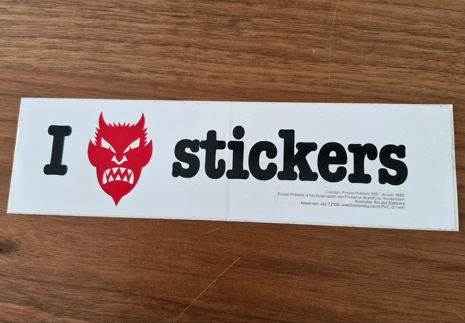G 195 Vintage "I love stickers" sticker - Proost Prikkels, Ophalen of Verzenden, Zo goed als nieuw, Overige typen