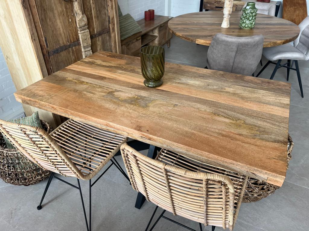 Magazijn leegverkoop eettafel industrieel mangohout matrix, Hout, Nieuw, Ophalen of Verzenden, Info@wkhome.nl
