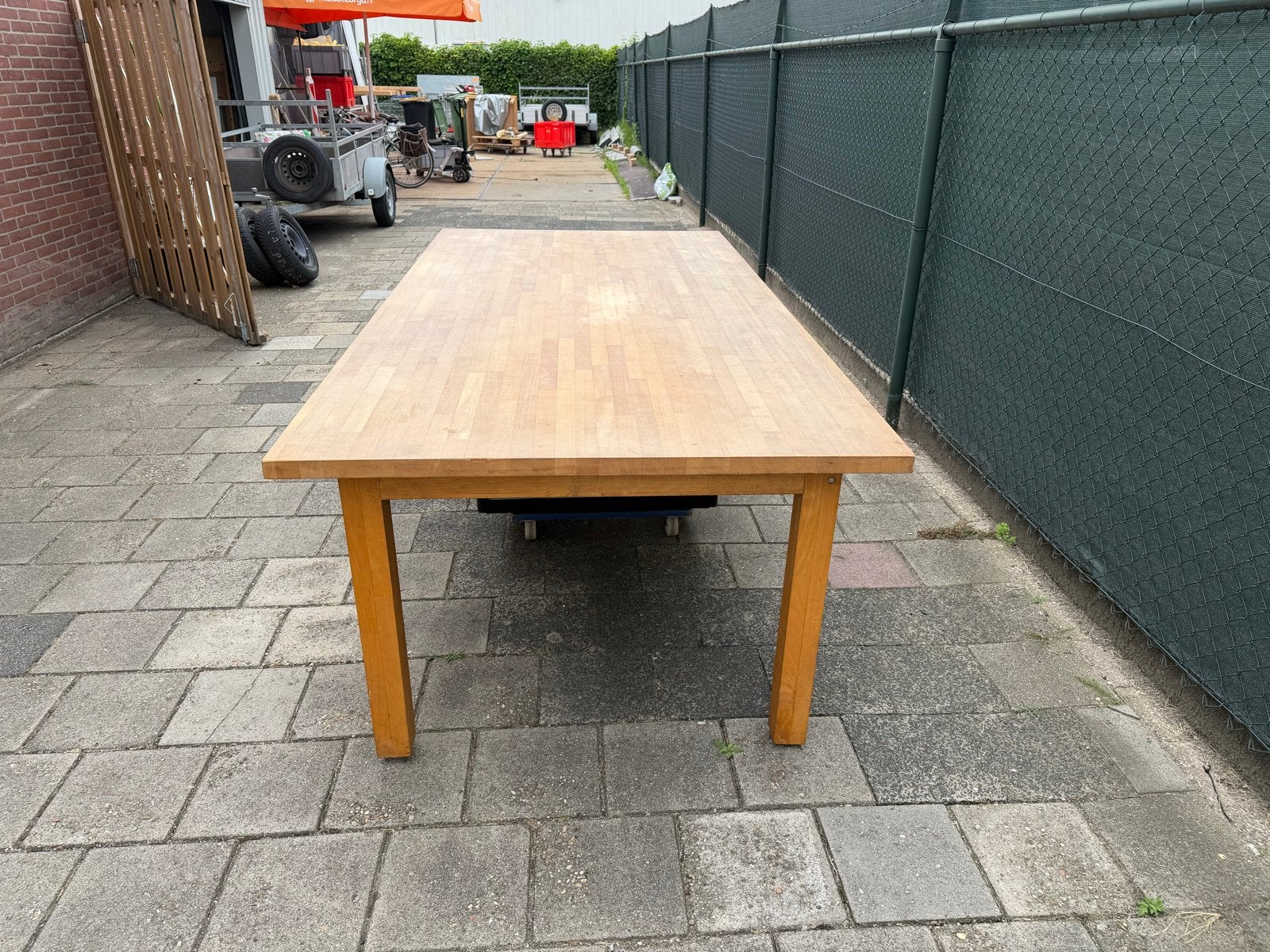 Robuuste houten eettafel beuken 250x120x75, Huis en Inrichting, Tafels | Eettafels, Ophalen, Gebruikt, 100 tot 150 cm, 200 cm of meer