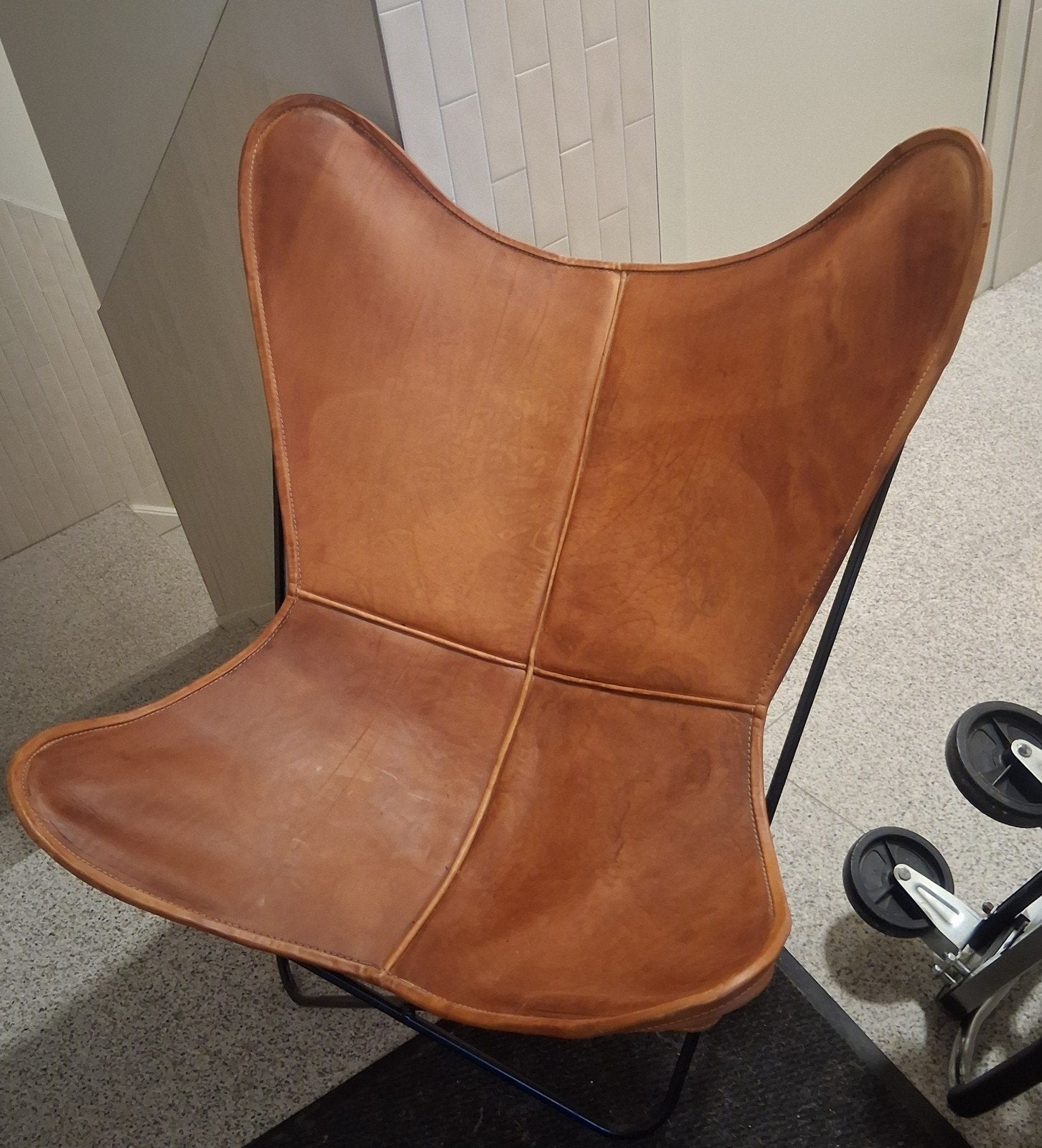 Leren BKF Vlinderstoel - Comfortabel en Stijlvol, Ophalen, Gebruikt, Bruin, Vintage, Modern, Industrieel