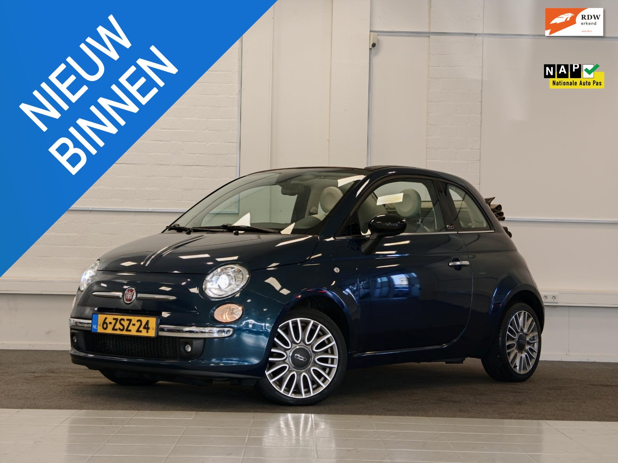 Fiat 500 C 0.9 TwinAir Turbo Cult Interscope Xenon Leder Cli, Auto's, Euro 5, Xenon verlichting, Cabriolet, Bedrijf