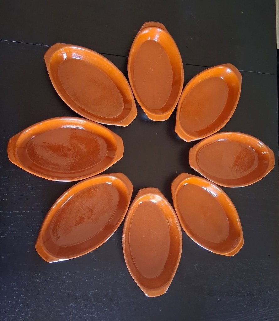 8x vuurvaste aardewerk tapas ovenschaaltjes, Ophalen of Verzenden, Zo goed als nieuw, Kom(men), Overige stijlen