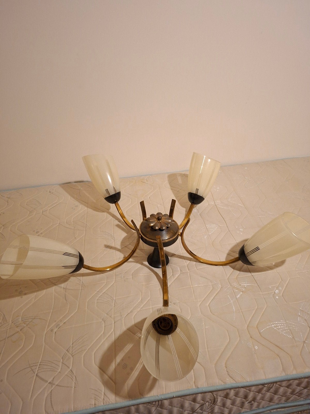 jaren 50 60 vintage retro hanglamp kelken, Ophalen, Glas, Vintage