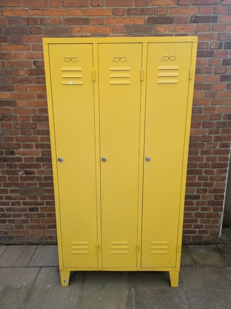 Gele kledingkast lockerkast, Ophalen, Gebruikt, Vintage, Industrieel, Retro