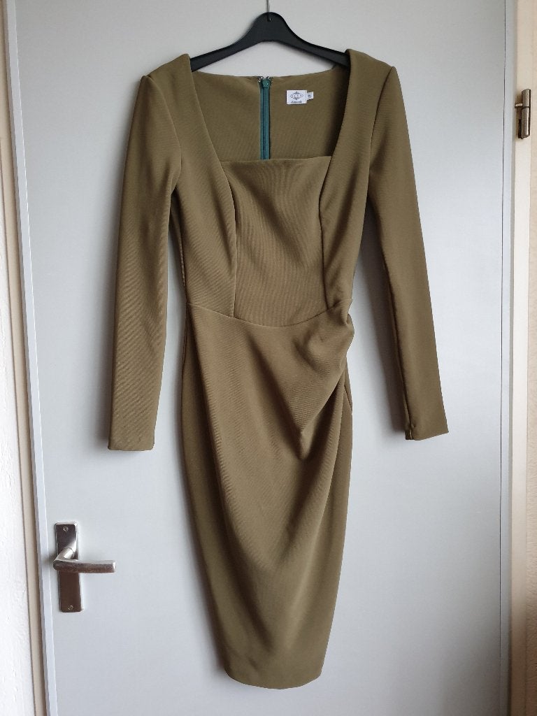 Olijfgroene jurk van Diva Catwalk - maat S, Ophalen of Verzenden, Zo goed als nieuw, Maat 36 (S), Diva Catwalk