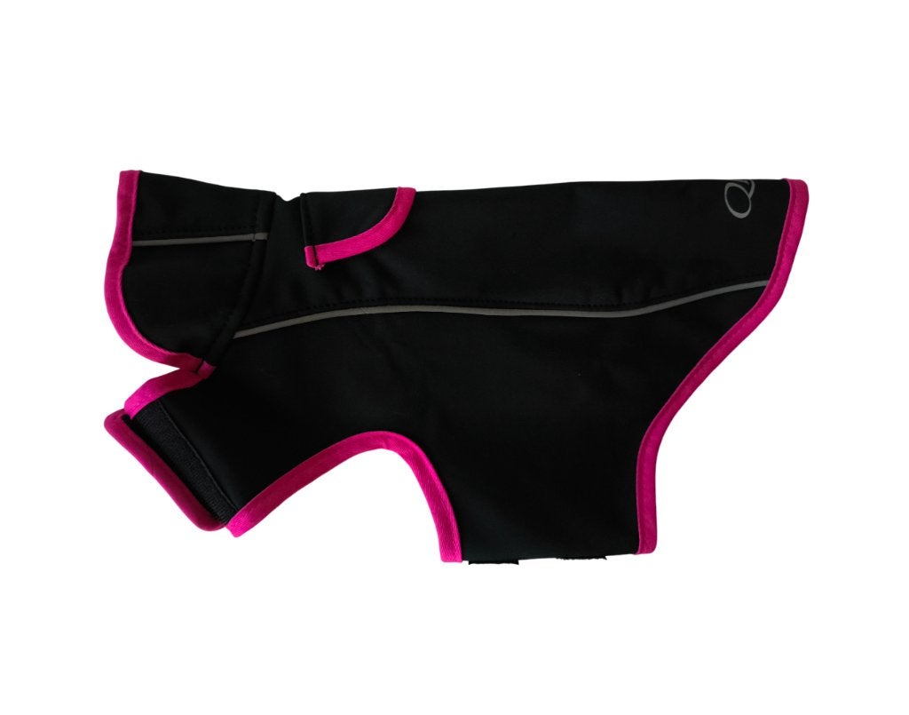 QHP Hondenjas Softshell Lengte 25 cm Zwart-Fuchsia KOOPJE!!!, Ophalen of Verzenden, Nieuw, Hondenjas, Verstelbaar