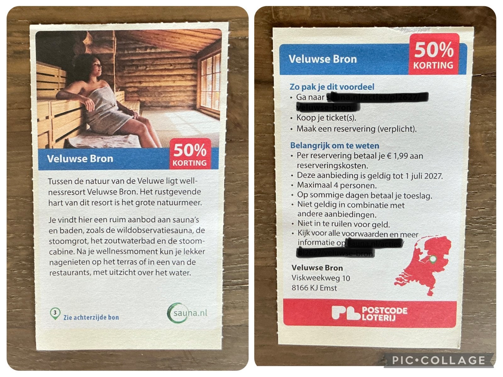 Kortingsbon Sauna Veluwse Bron 50% korting (KWF), Tickets en Kaartjes, Kortingsbon, Spa of Sauna