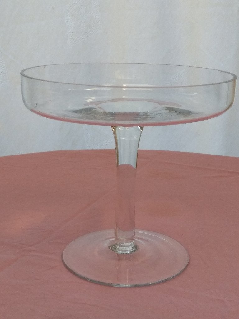 SCHAAL op voet/stam, mond geblazen,  18 cm hoog, Ophalen of Verzenden, Zo goed als nieuw, Glas