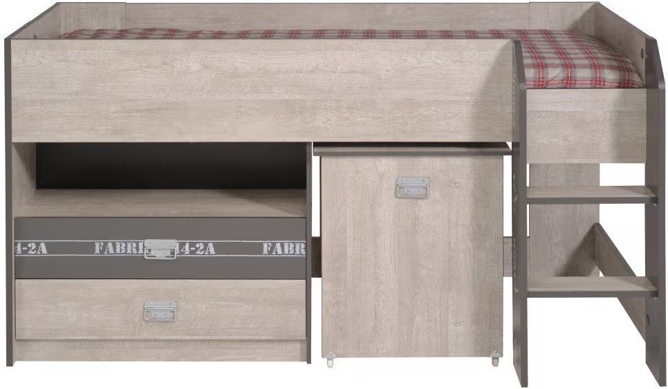 Slaapkamer fabric 2 Hoogslaper bed,bureau kledingkast., Ophalen, Zo goed als nieuw, 180 cm of meer, 85 tot 100 cm