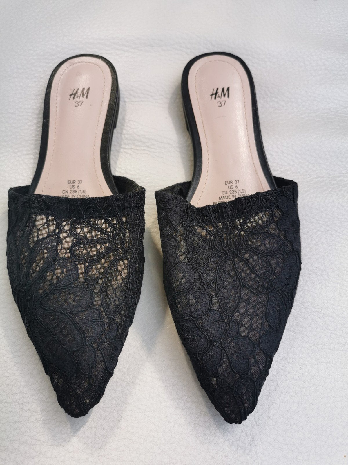 H&M kanten muiltjes mt. 37, H&M, Verzenden, Zwart, Nieuw