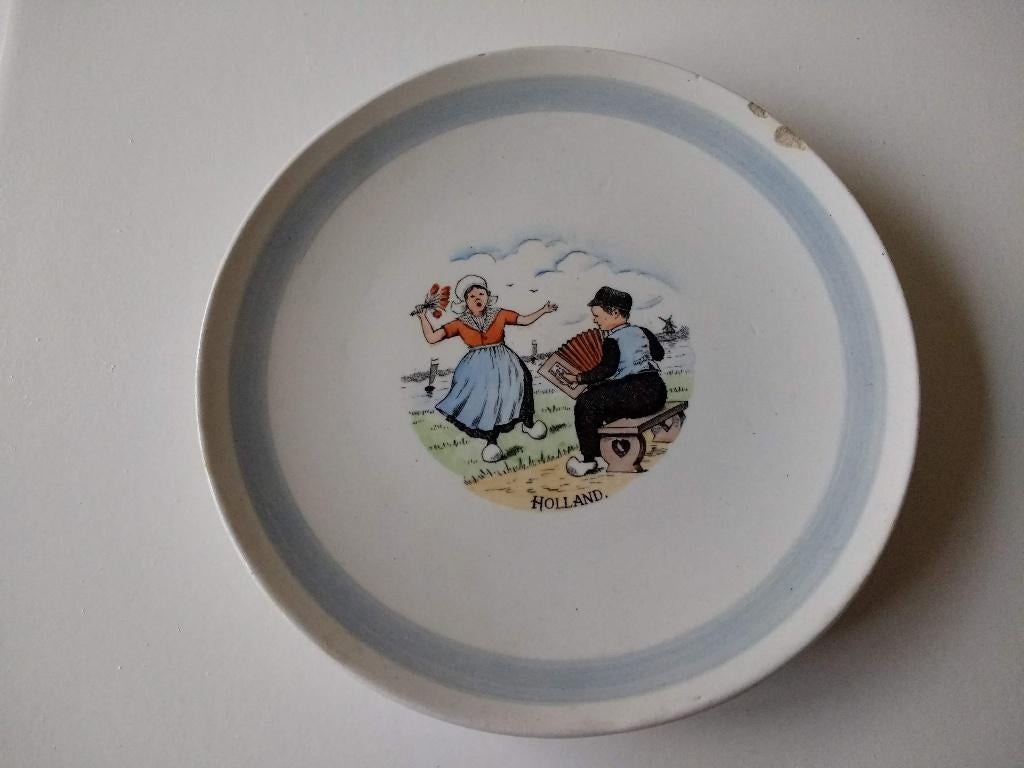Antiek bordje, wandbordje societe ceramique boer, boerin, Antiek en Kunst, Ophalen of Verzenden
