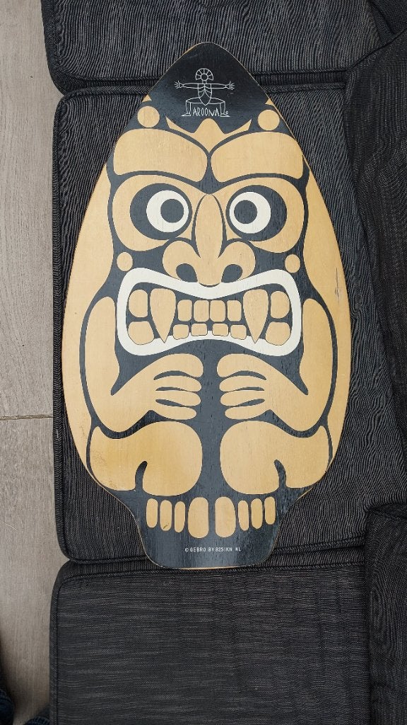 Vintage Arooma Skimboard met Tiki-Print Wanddecoratie Surf, Watersport en Boten, Ophalen, Gebruikt, Overige typen