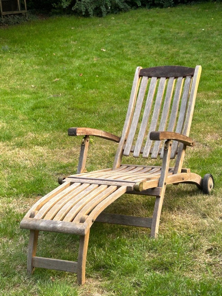 Teakhouten ligbedden met kussens, Ophalen, Gebruikt, Hout, Verstelbaar