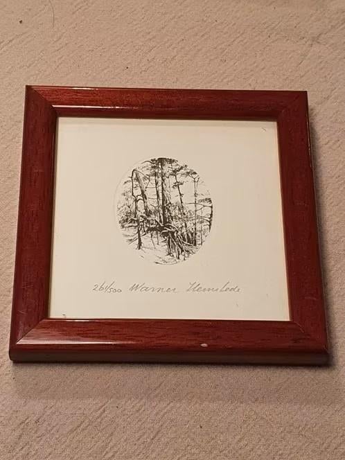 ets Warner Hemstede Boslandschap gesign en genummerd, Antiek en Kunst, Kunst | Etsen en Gravures, Ophalen