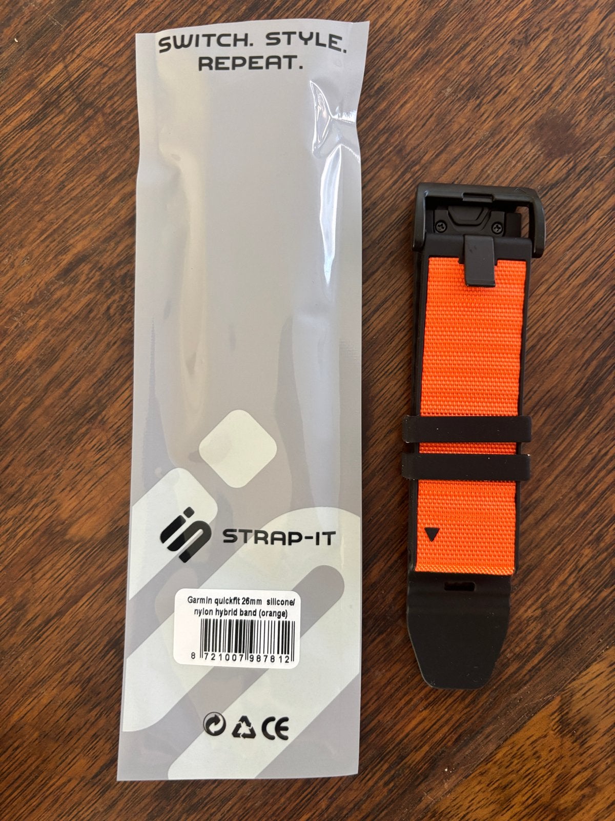 Garmin QuickFit 26mm Siliconen/Nylon Hybride Horlogeband Ora, Verzenden, Nieuw, Oranje, Android