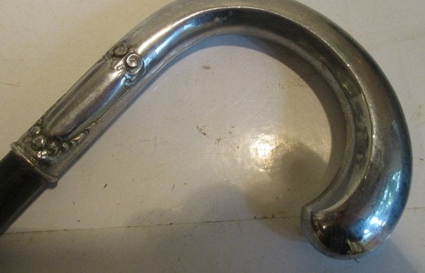 antieke wandelstok floraal handvat alpaca zilver  401, Verzenden