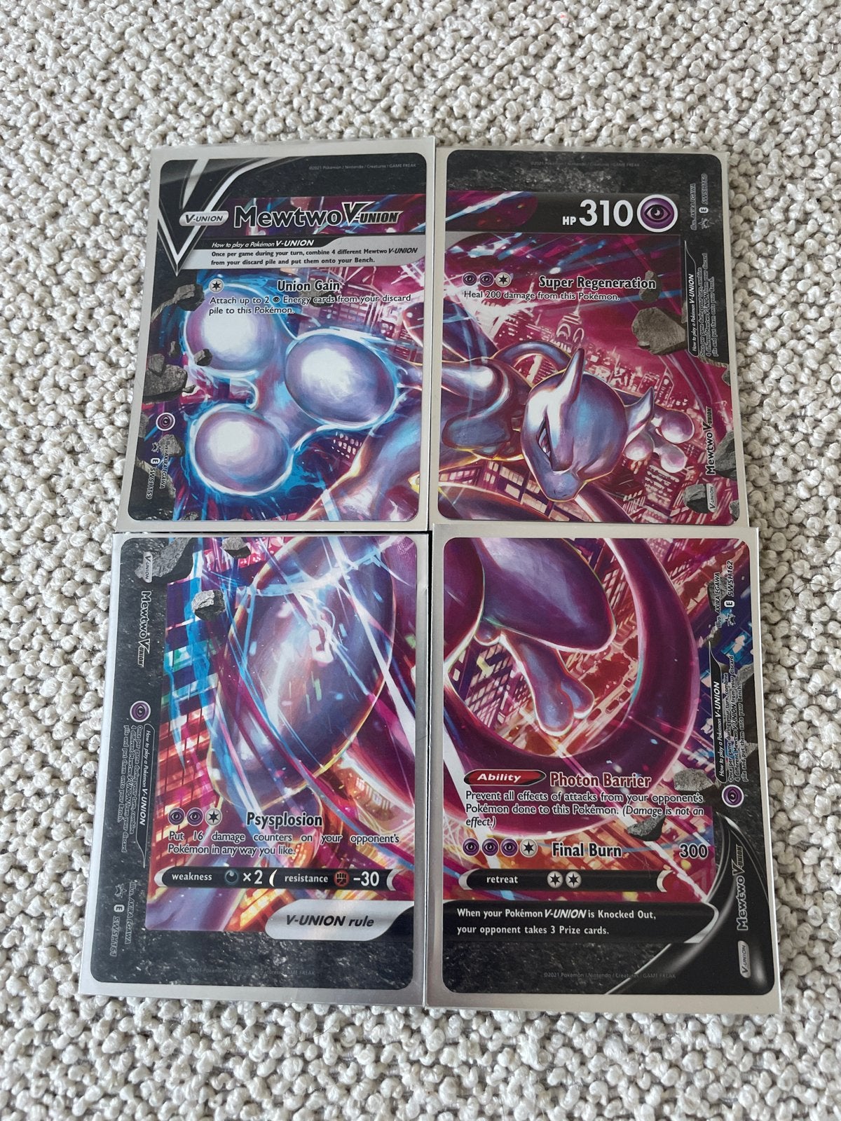 Mewtwo V-UNION Pokémon Kaartenset (4 kaarten), Verzenden, Zo goed als nieuw, Meerdere kaarten