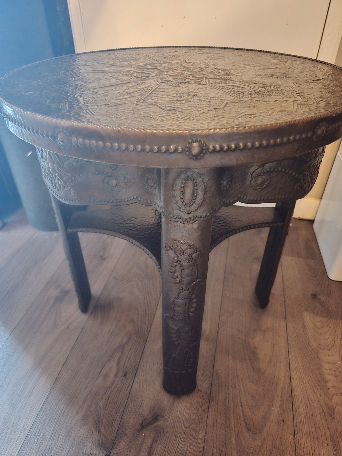 Art Deco Bijzettafel Koper - 65cm rond, 66cm hoog, Antiek en Kunst, Ophalen