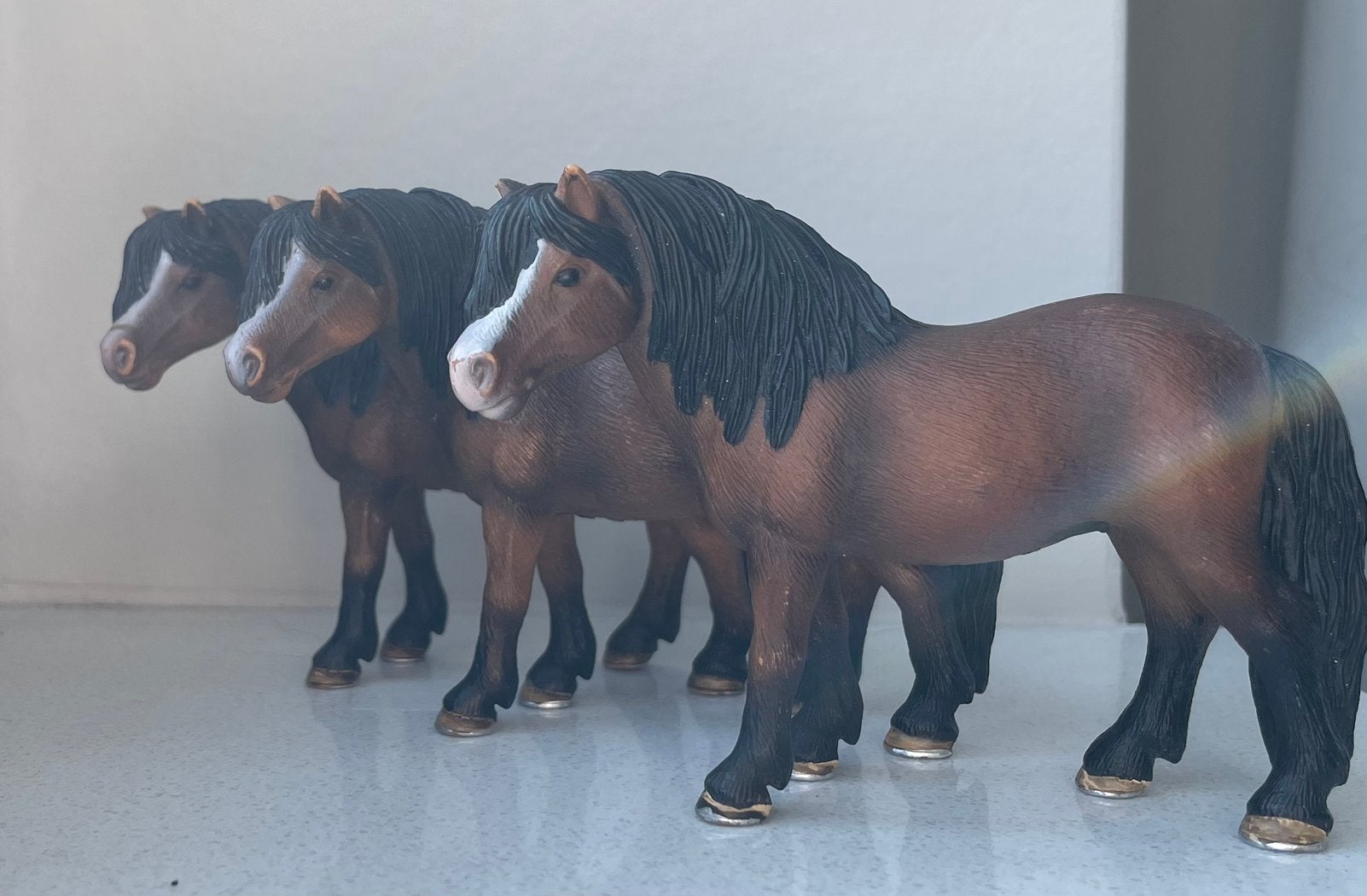 Schleich dartmoor ponys 3 stuks, Verzenden, Zo goed als nieuw, Paard, Beeldje of Figuurtje