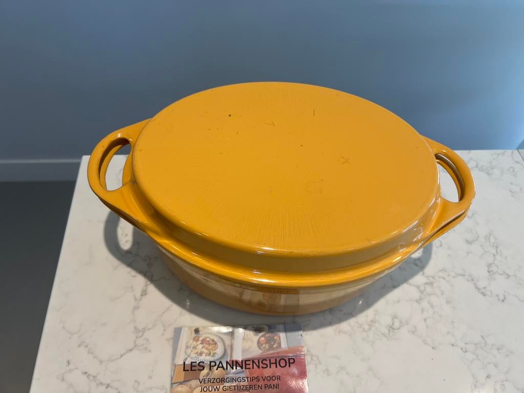 Cousances braadpan met grill deksel, 32 cm ovaal, Gebruikt, Gietijzer, Ophalen of Verzenden, Keramische plaat