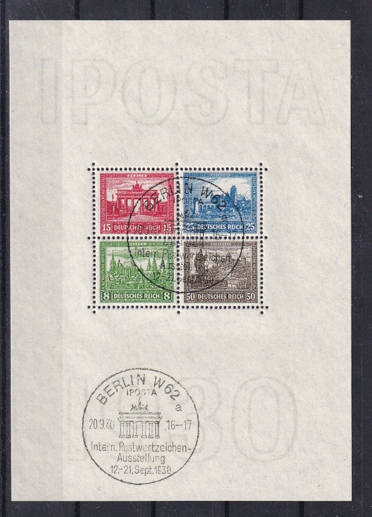 X53) 1930 Reich Blok 1 gest €2000 geen garantie, Verzenden, Duitse Keizerrijk, Gestempeld