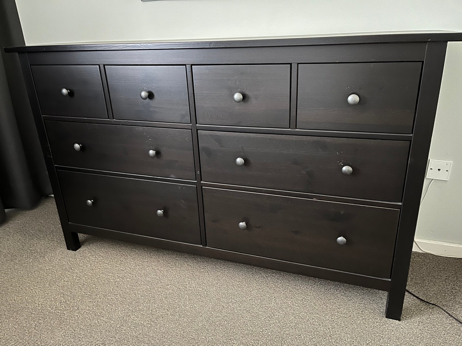 brede ladekast en 2 nachtkastjes,grenen, Ikea Hemnes, Ophalen, 5 laden of meer, 150 tot 200 cm, Zo goed als nieuw