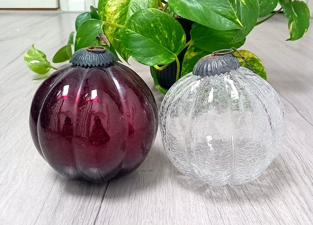 2 heksenballen, paars en craquele, Verzenden