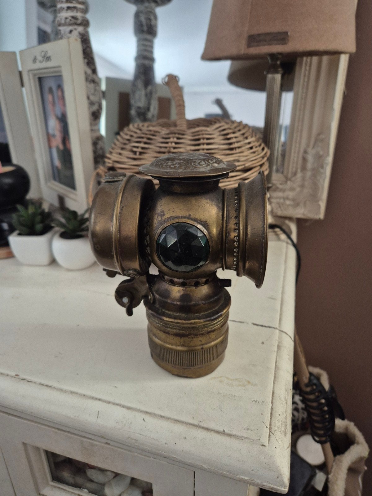 Antieke koperen olielamp/fietslamp, Ophalen of Verzenden