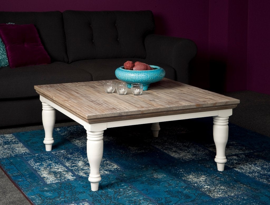 *ACTIE* Landelijke Salontafel Bijzettafel Fleur (5), 50 tot 100 cm, Nieuw, 5 – 50, Vierkant