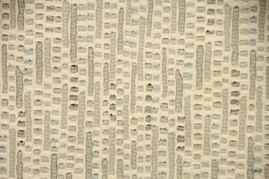 11290 Vintage zelfkant behang in grijsblauw crème swiet, Ophalen of Verzenden, Zwart