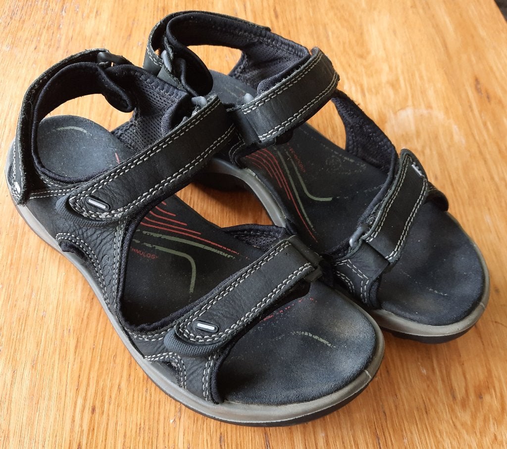 Ecco leren trekking sandalen zwart/grijs 36 zgan, Jongen of Meisje, Overige typen, Ophalen of Verzenden, Zo goed als nieuw
