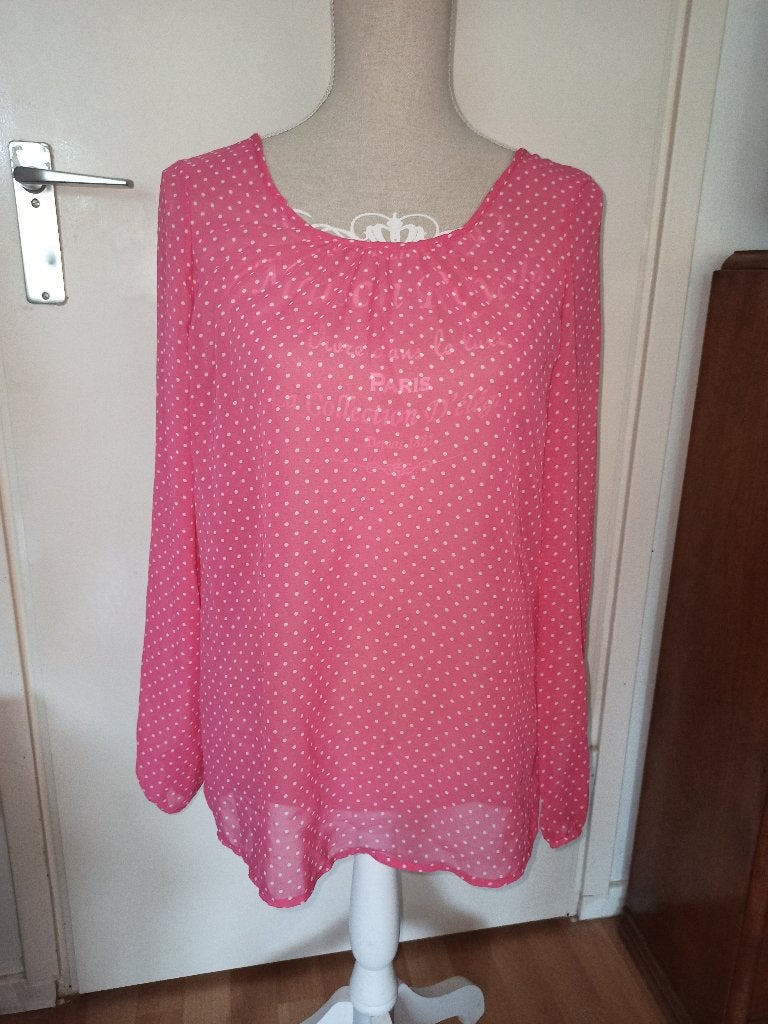 NIEUW! Roze polkadot chiffon tuniek blouse van Hema maat M, Maat 38/40 (M), Verzenden, Nieuw, Roze