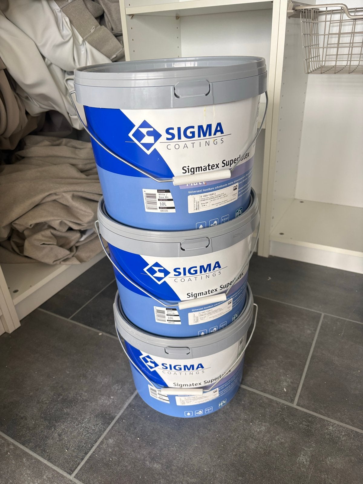Sigma Sigmatex Superlatex Muurverf - 3x10L, Ophalen, Beige, Nieuw, Verf