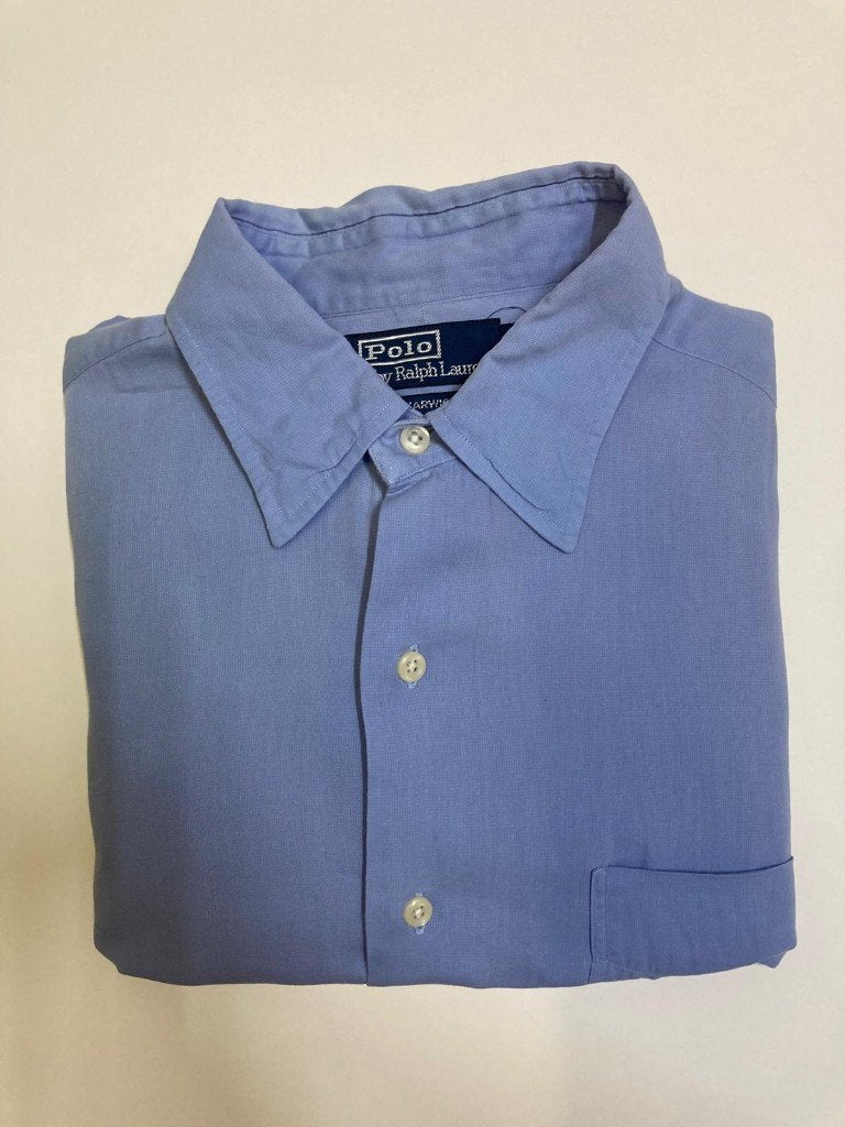 Ralph Lauren Overhemd – L - 16¼ - Blue - Plain, Blauw, Ralph Lauren, Ophalen of Verzenden, Zo goed als nieuw