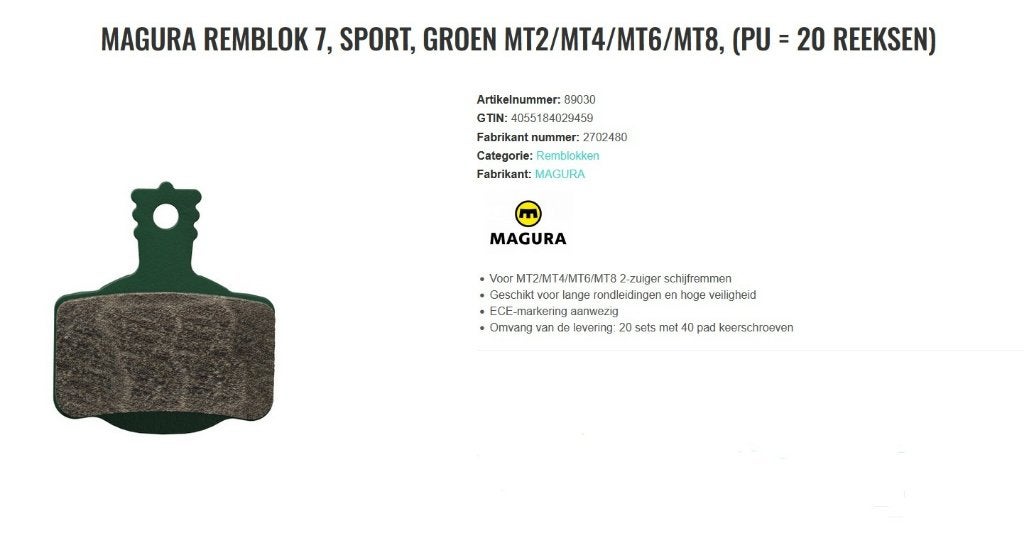 MAGURA remblok 7, Sport, nieuw MT2/MT4/MT6/MT8 40 stuks, Fietsen en Brommers, Fietsonderdelen, Ophalen of Verzenden, Nieuw, Remmen