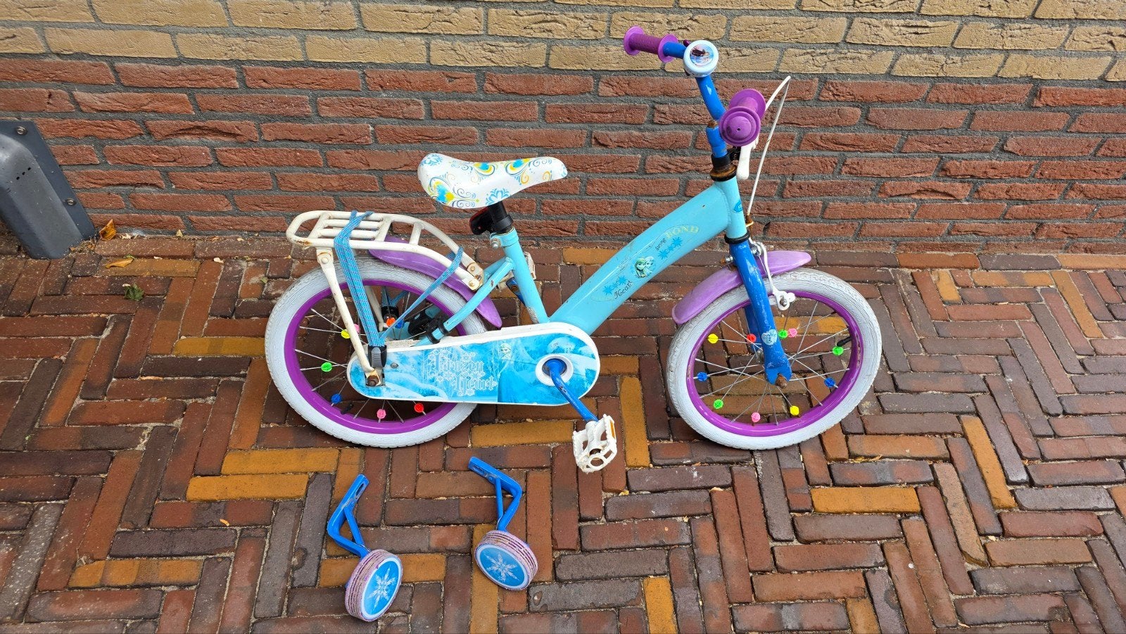 16 inch meisjesfiets/kinderfiets met zijwieltjes, Fietsen en Brommers, Ophalen, Gebruikt, Terugtraprem, 16 inch