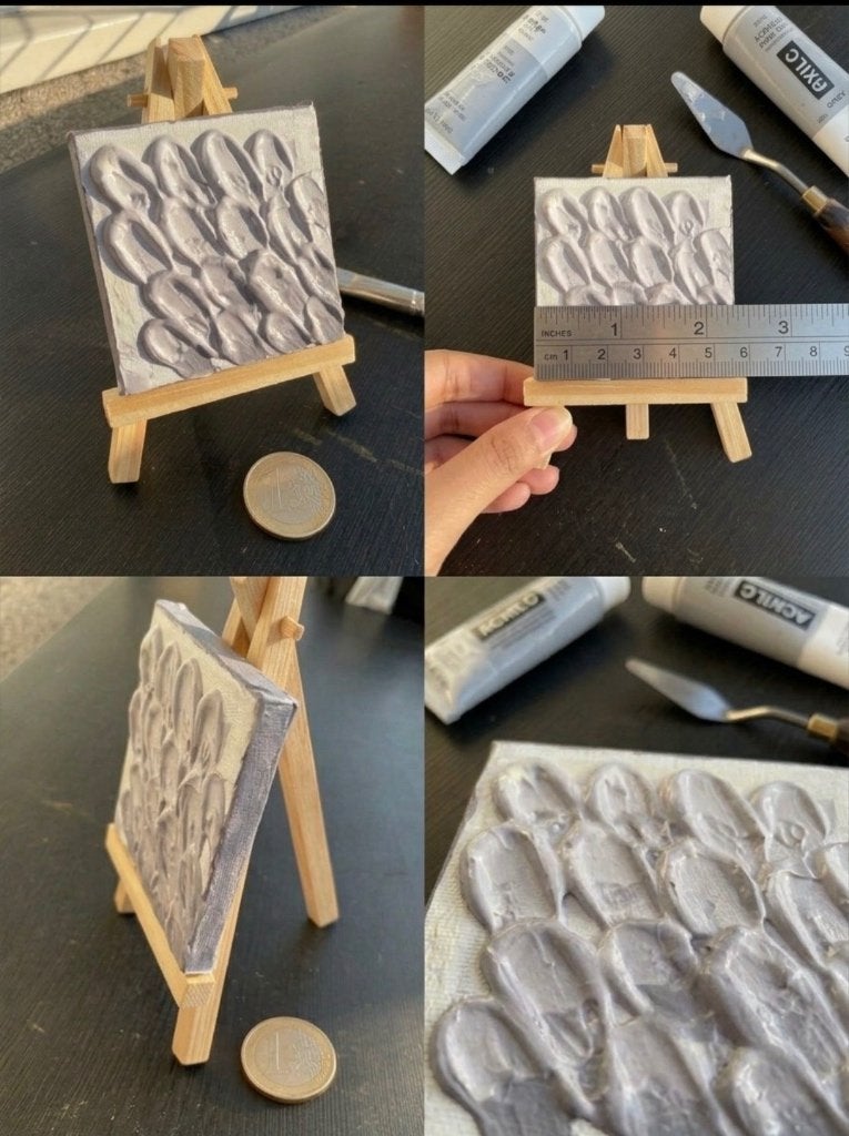 Abstract Textured Mini Canvas Art 5x5cm with Wooden Easel, Ophalen