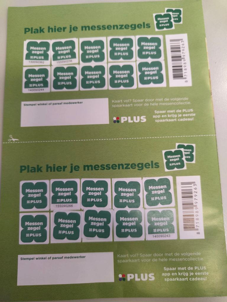 PLUS messen zegels - Zwilling spaaractie, Plus, Ophalen of Verzenden