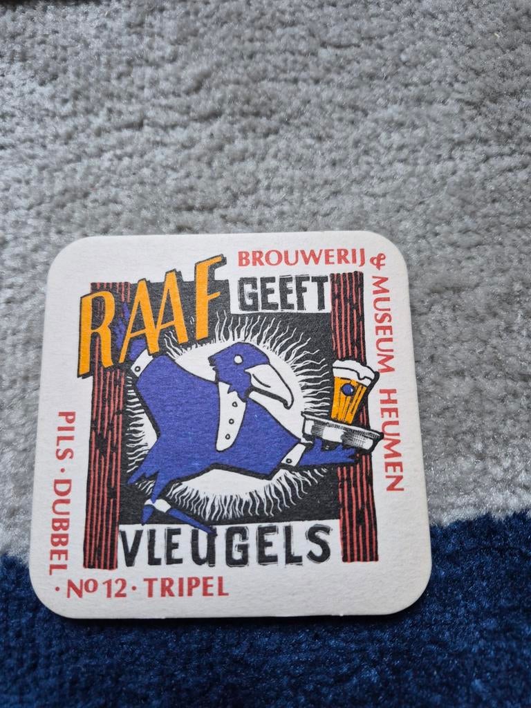 Bier Raaf Vleugels bierviltje Brouwerij & Museum Heumen, Verzamelen, Ophalen of Verzenden, Gebruikt, Viltje(s), Overige merken