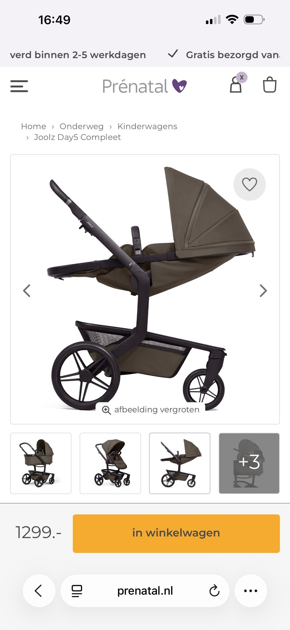 Joolz kinderwagen met reiswieg en zitje - Zo goed als nieuw, Zo goed als nieuw, Combiwagen, Met reiswieg, Ophalen