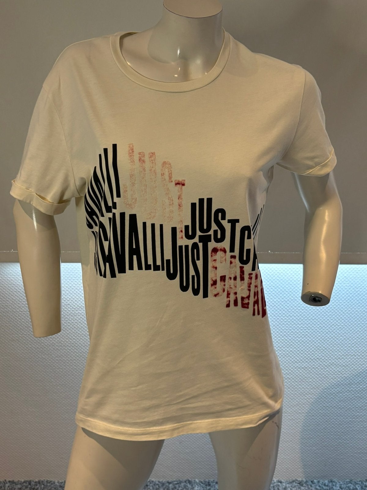 Just Cavalli crème kleurig shirt maat s valt ruim, Kleding | Dames, Wit, Ophalen of Verzenden, Zo goed als nieuw, Korte mouw
