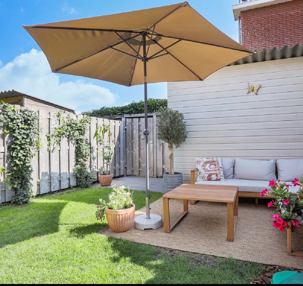 Stokparasol Sunny D288cm Ecru Kantelbaar, Tuin en Terras, Ophalen, Gebruikt, Kantelbaar, 2 tot 3 meter