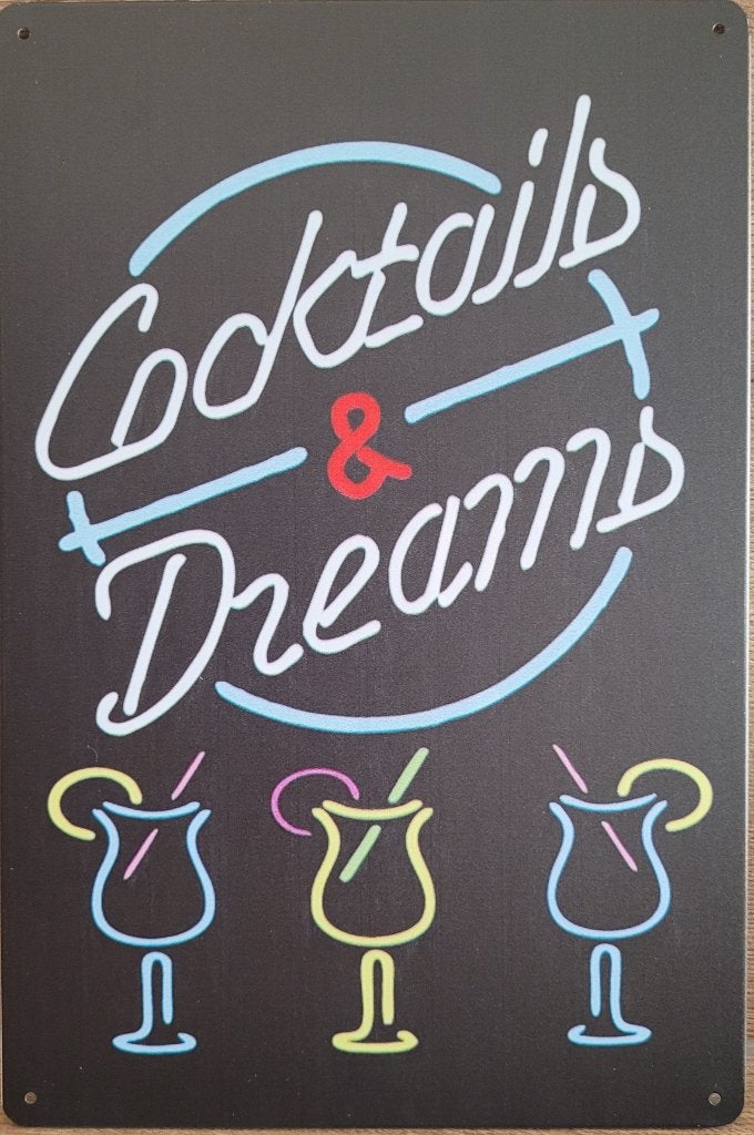 Cocktails and Dreams neon look reclamebord van metaal deco, Info@deconoord.nl, Deco Noord, Nieuw, Ophalen of Verzenden
