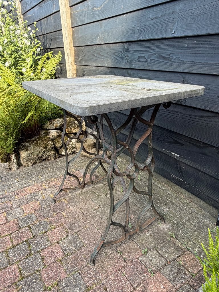 Tuintafel decoratief ijzeren onderstel hardstenen blad, Ophalen, Gebruikt, Rechthoekig, Overige materialen