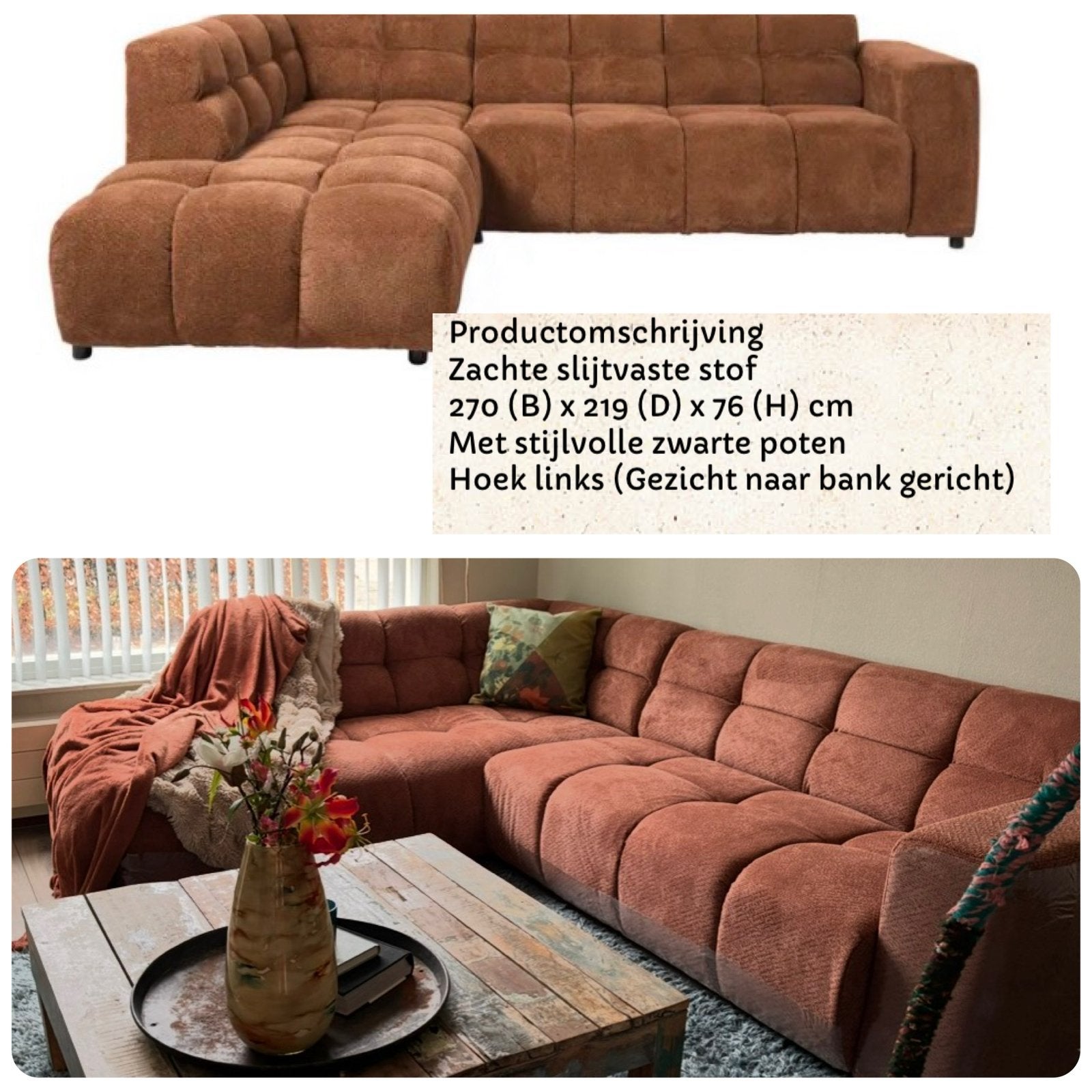 Lounge hoekbank, Huis en Inrichting, Ophalen, Zo goed als nieuw, Stof